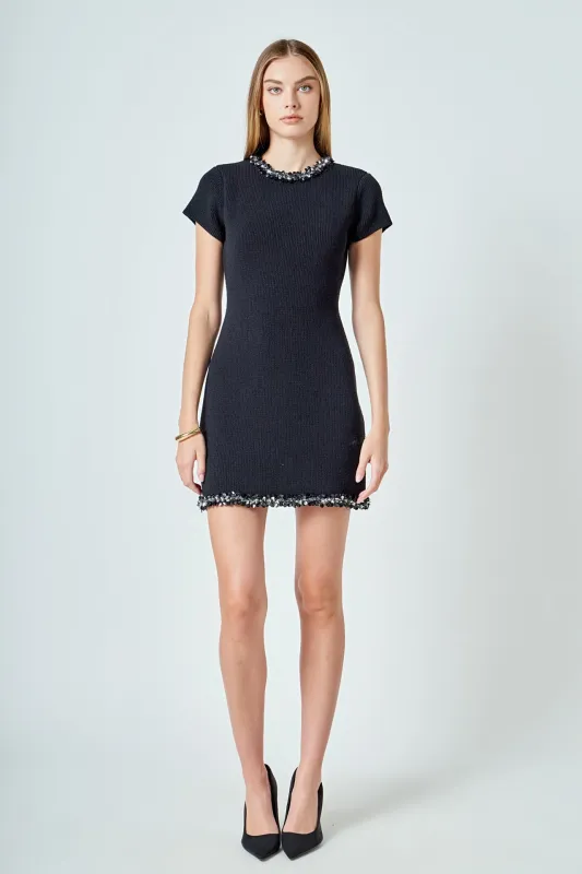 Jewel Trim Knit Mini Dress sold by Endless Rose