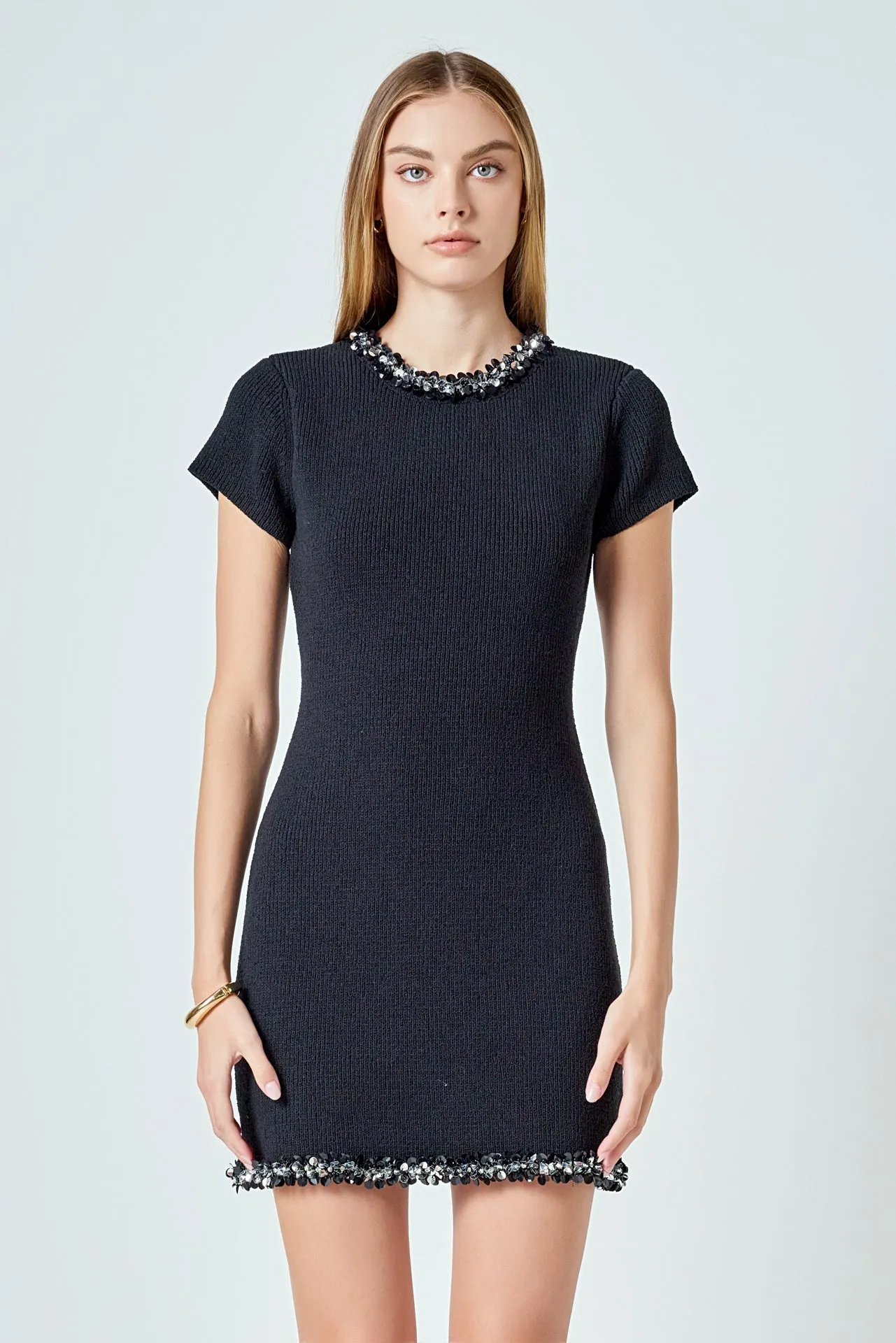 Jewel Trim Knit Mini Dress sold by Endless Rose product image thumbnail 5