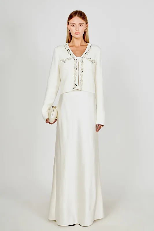 Boucle Knit Jewel Trim Cardigan sold by Endless Rose