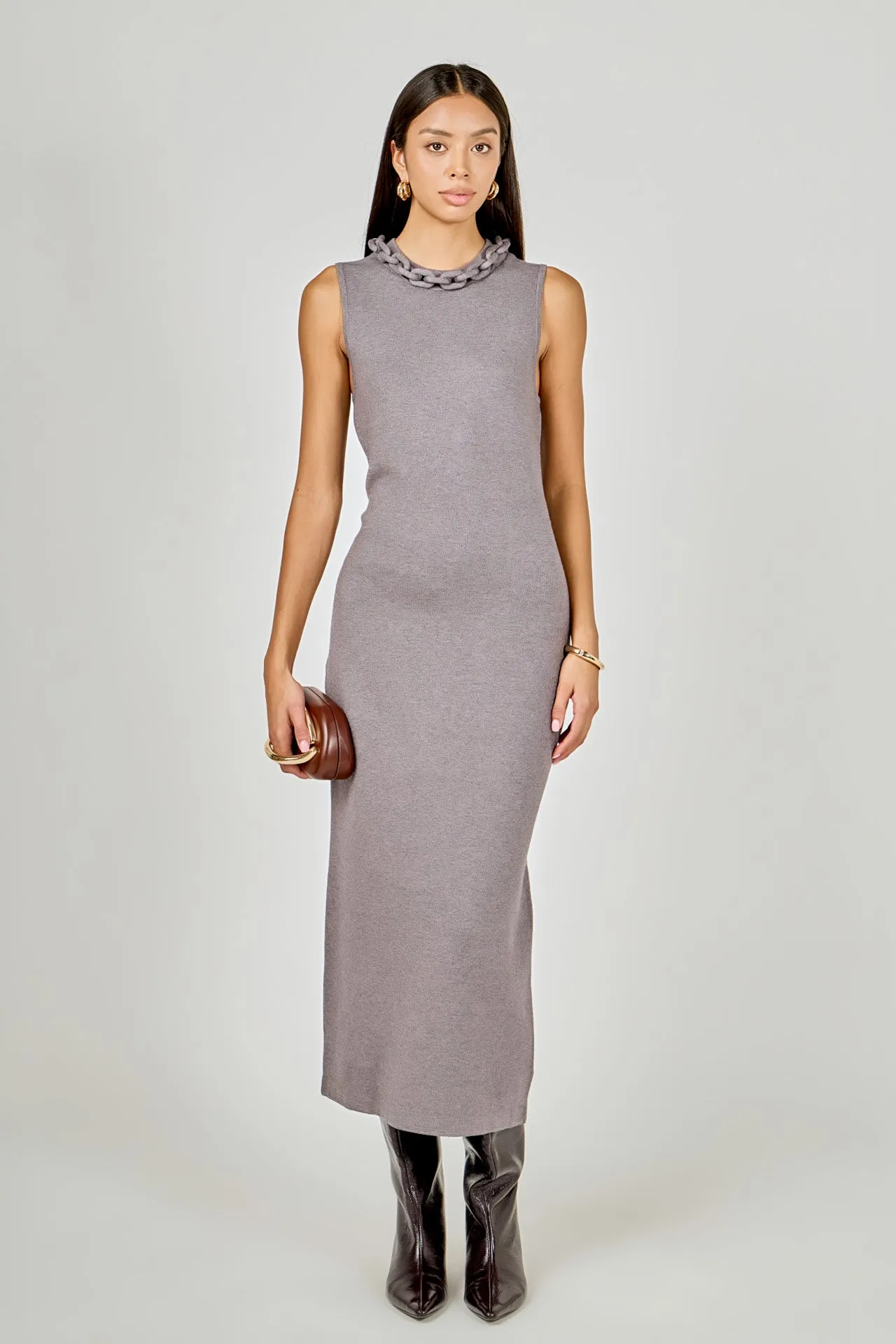 Gia Knitted Chain Detail Sleeveless Midi Dress sold by Endless Rose product image thumbnail 5