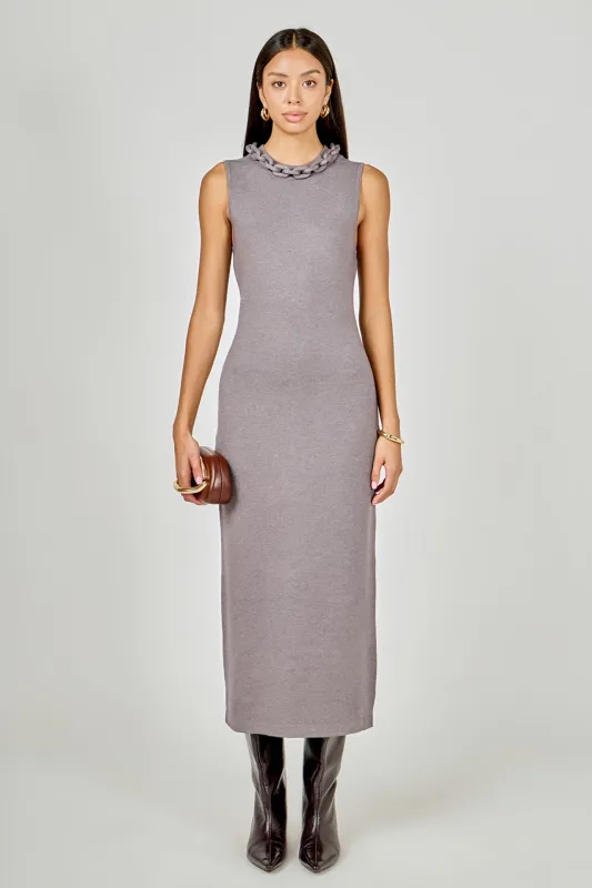 Gia Knitted Chain Detail Sleeveless Midi Dress sold by Endless Rose