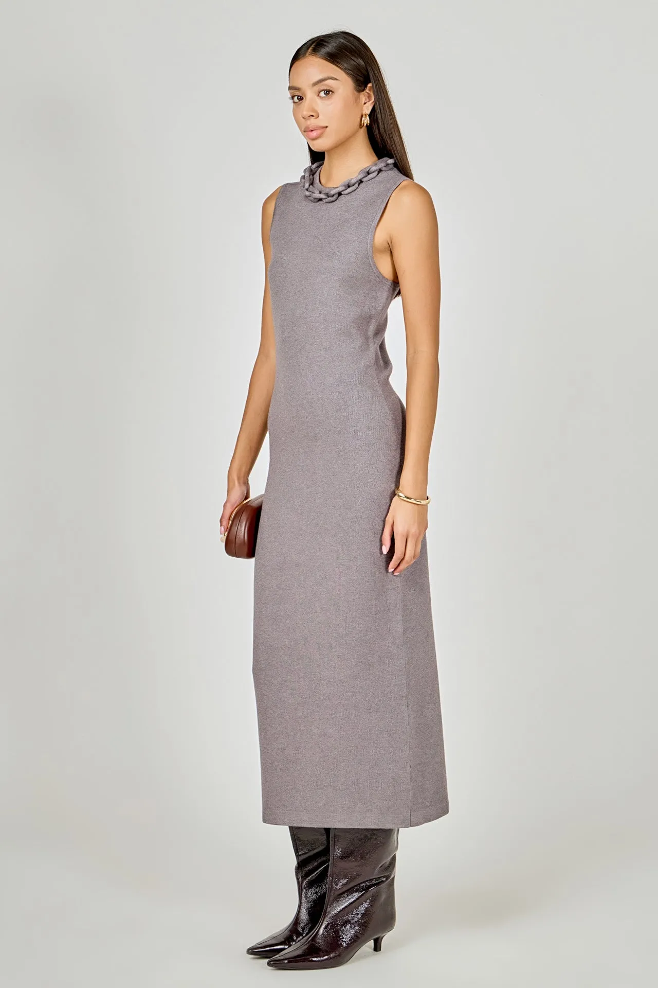 Gia Knitted Chain Detail Sleeveless Midi Dress sold by Endless Rose product image thumbnail 3