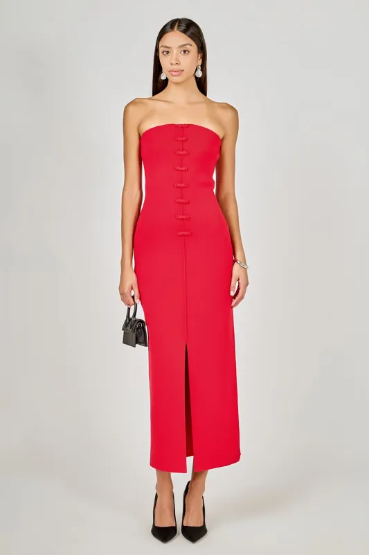 Lola Bow Accent Tube Midi Dress sold by Endless Rose