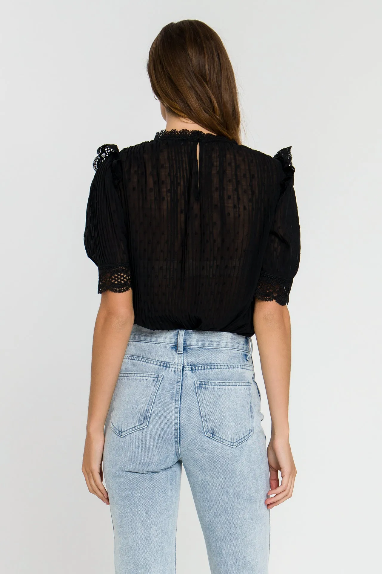 Lace Detail Dotted Top sold by Endless Rose product image thumbnail 4