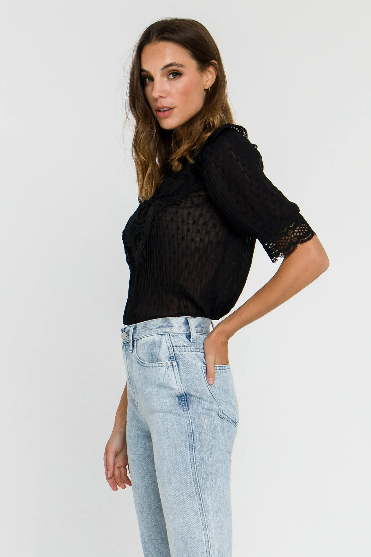 Lace Detail Dotted Top sold by Endless Rose product image thumbnail 3