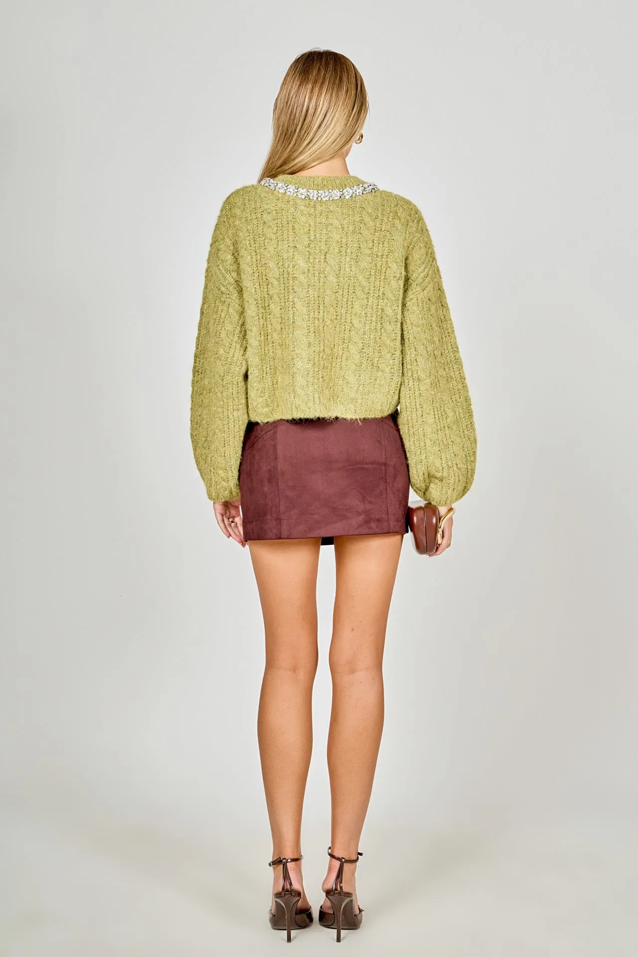 Jewel Embroidered Fuzzy Cable Knit Chunky Sweater sold by Endless Rose product image thumbnail 4