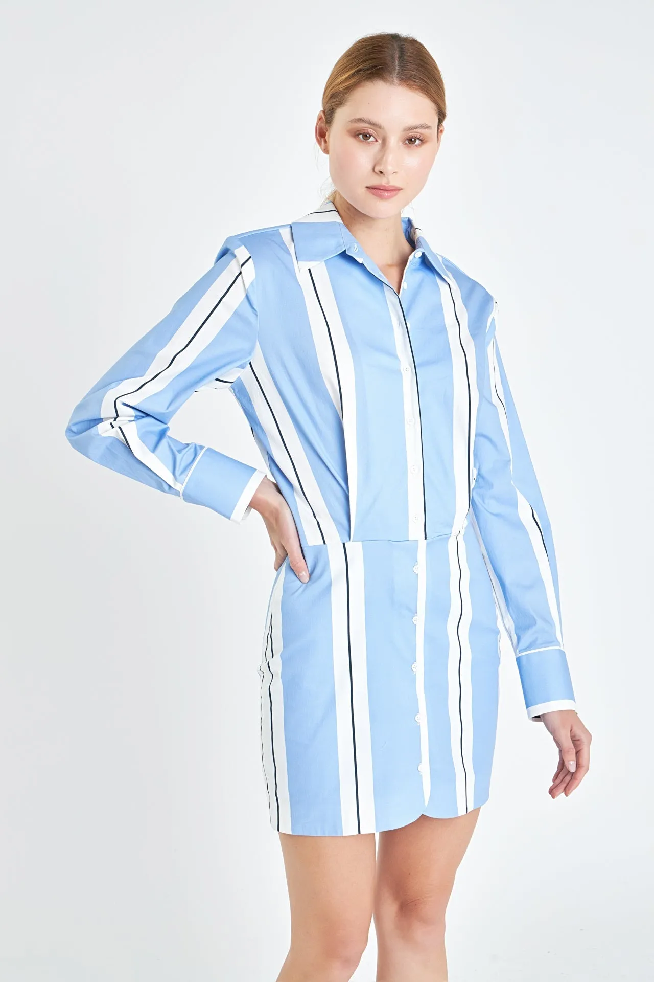 Stripe Power Shoulder Mini Dress sold by Endless Rose