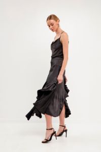 Satin Waterfall Midi Skirt sold by Endless Rose