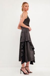 Satin Waterfall Midi Skirt sold by Endless Rose
