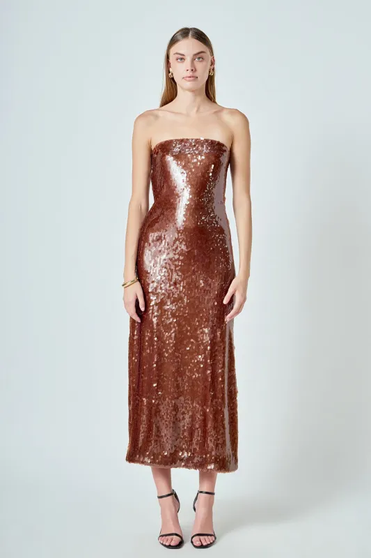 Strapless Sequin Maxi Dress sold by Endless Rose