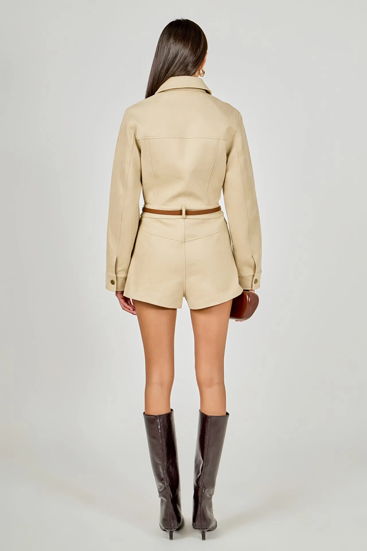 Faux Suede Long Sleeve Romper sold by Endless Rose product image thumbnail 3