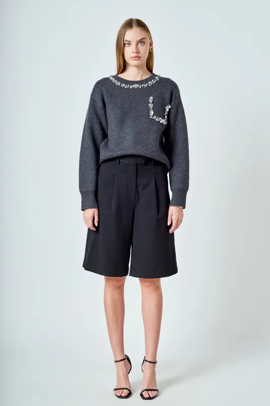 Relaxed Jewel Trim Sweater sold by Endless Rose