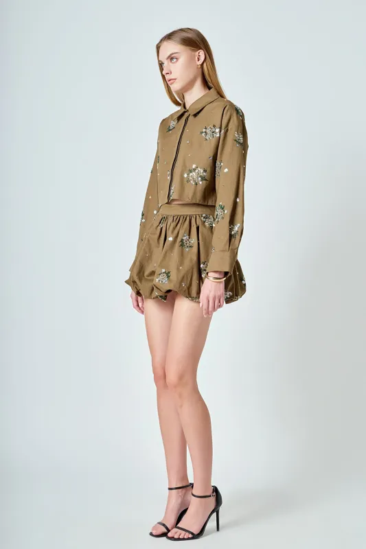 Eve Sequined and Beaded Low Waist Bubble Skirt sold by Endless Rose