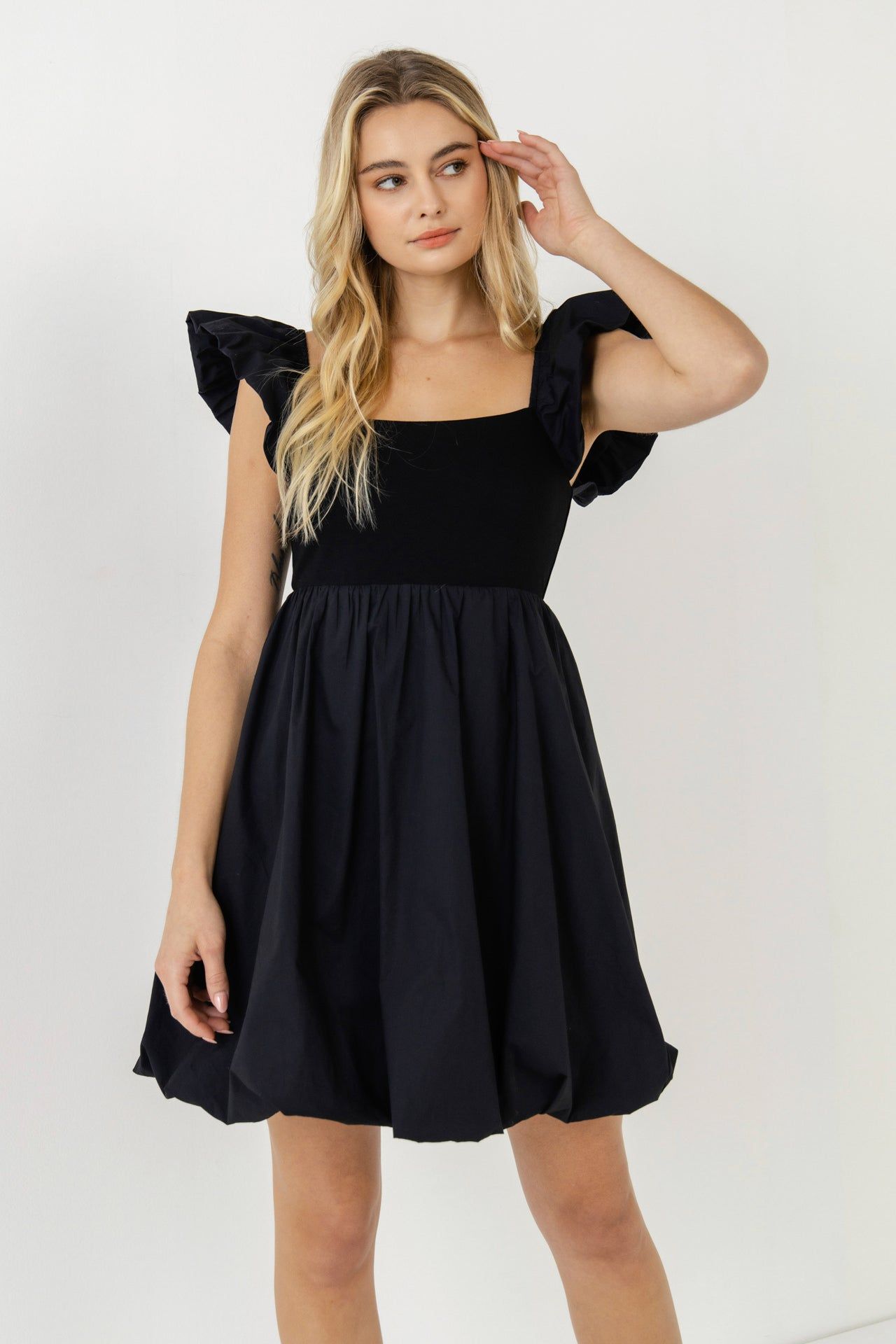 Mix Media Balloon Detail Mini Dress sold by Endless Rose product image thumbnail 5