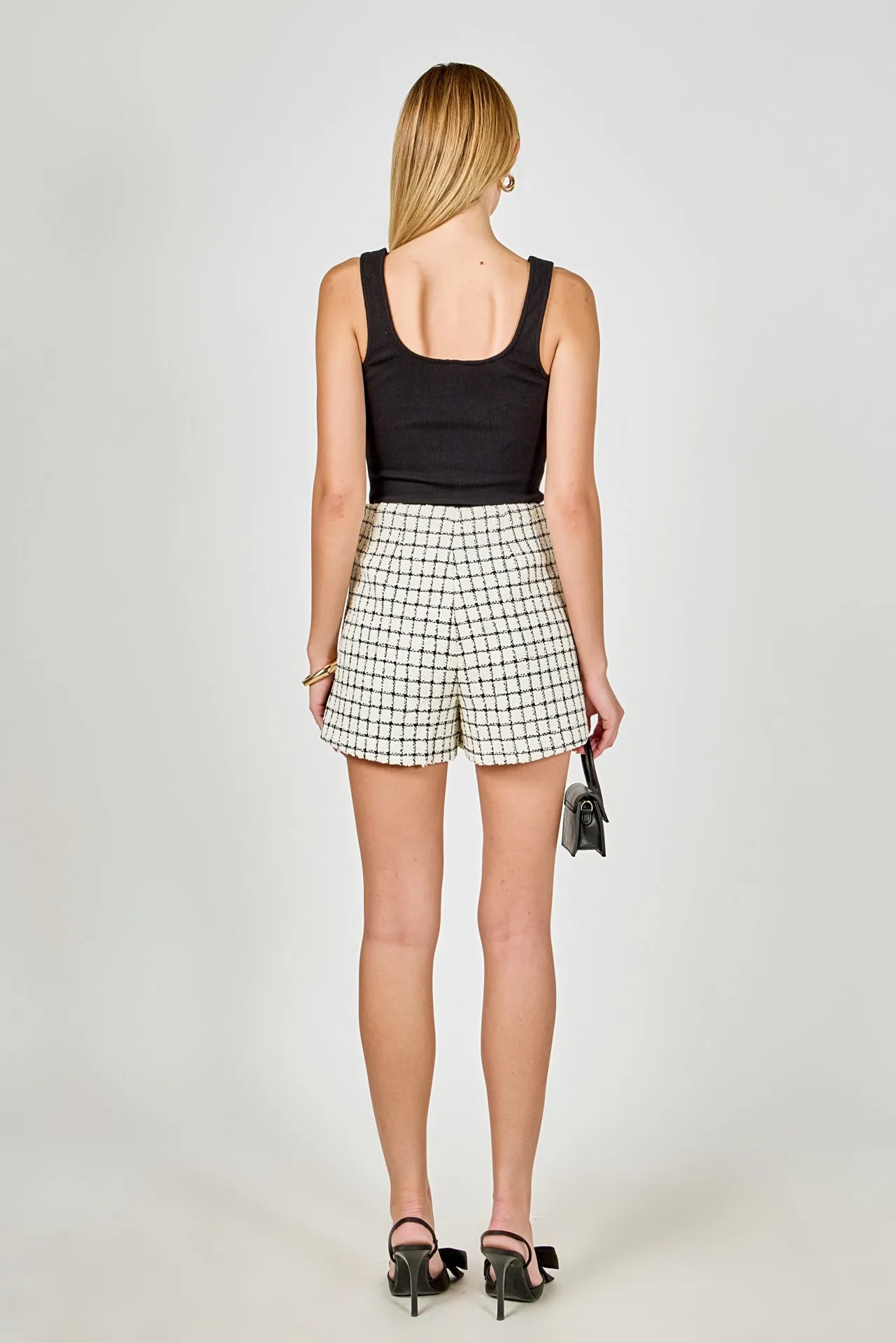 Boucle Tweed Check Shorts sold by Endless Rose product image thumbnail 4