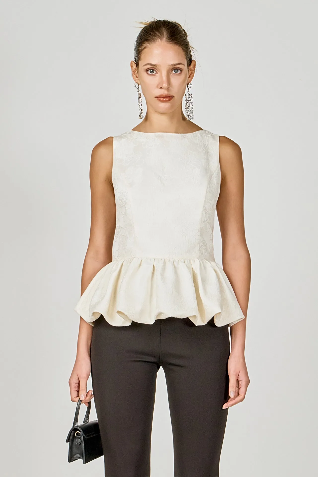 Jacquard Sleeveless Peplum Top sold by Endless Rose product image thumbnail 5