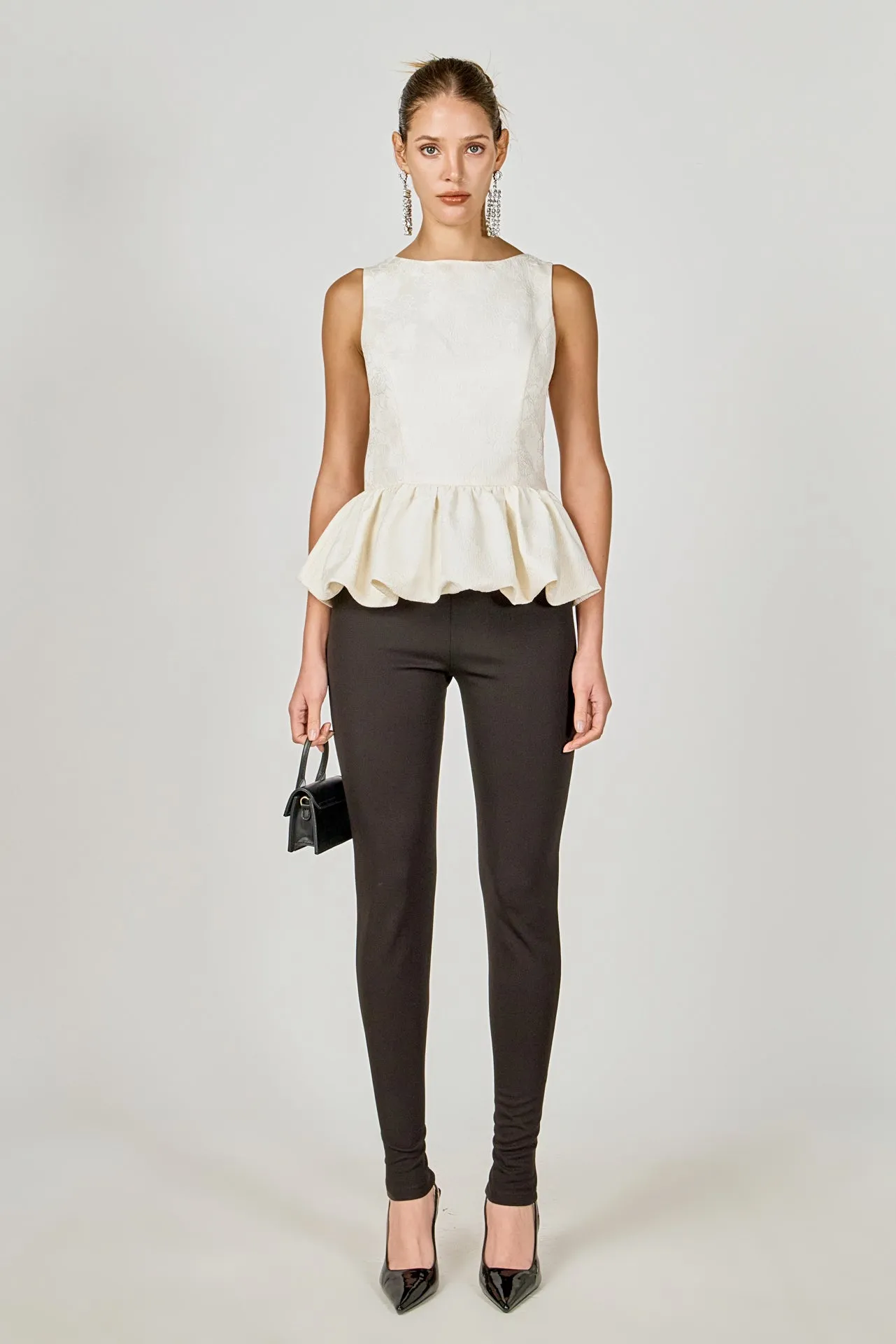 Jacquard Sleeveless Peplum Top sold by Endless Rose