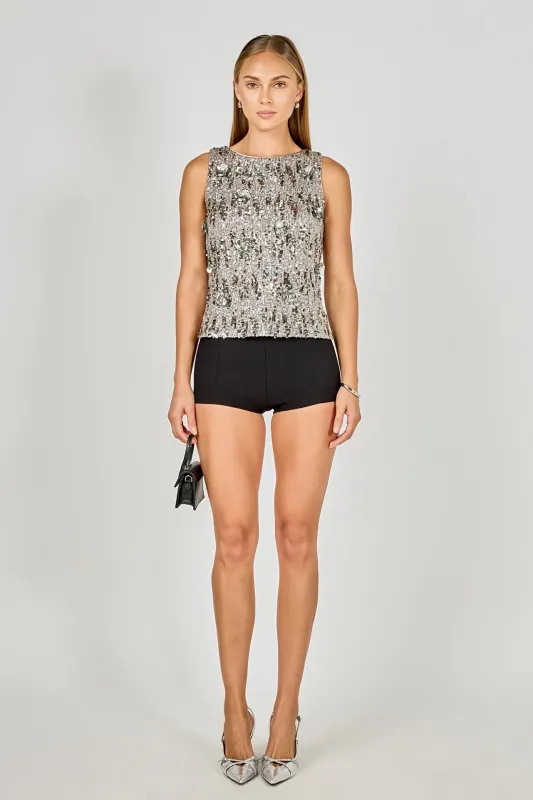 Flower Applique sequins Top sold by Endless Rose