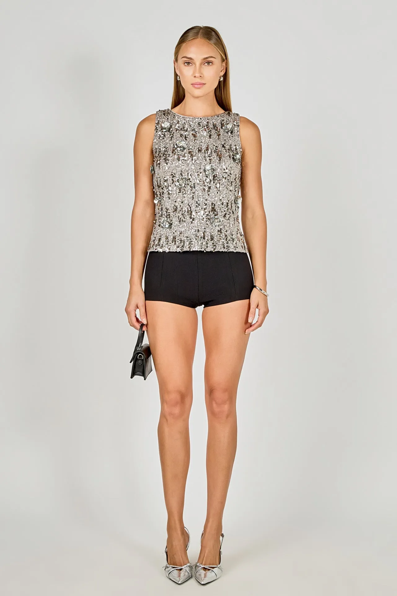 Flower Applique sequins Top sold by Endless Rose