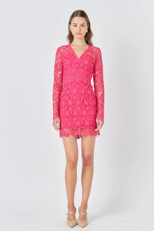 Long Sleeve Lace Mini Dress sold by Endless Rose