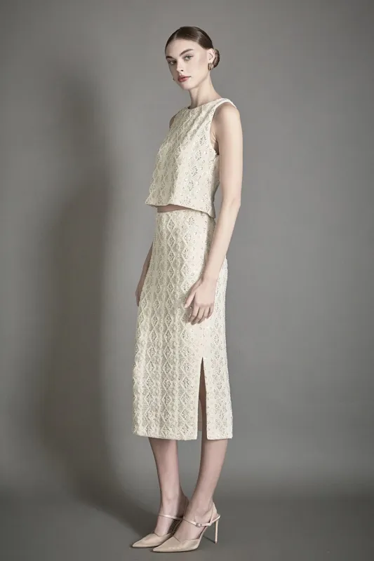 Beaded Pearl Midi Skirt sold by Endless Rose