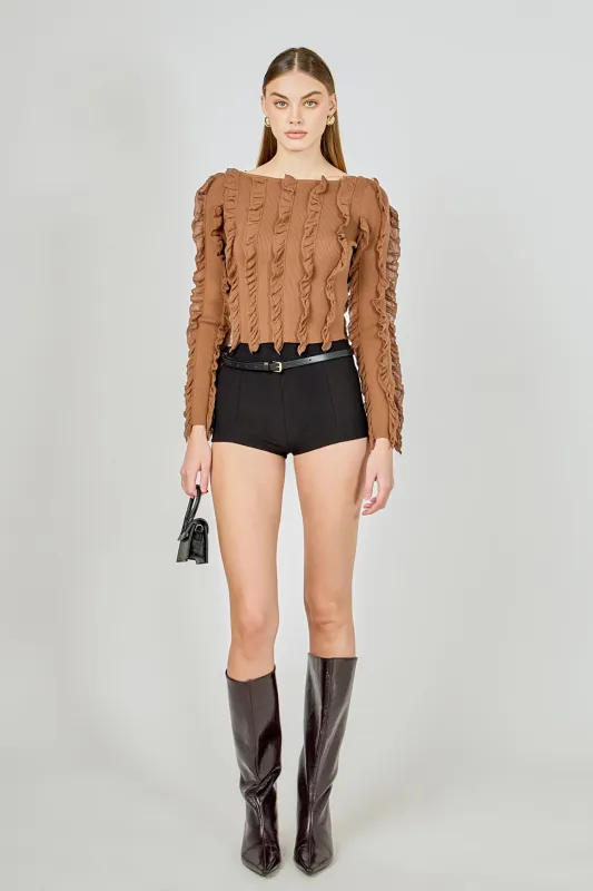 Ruffled Striped Knit Top sold by Endless Rose