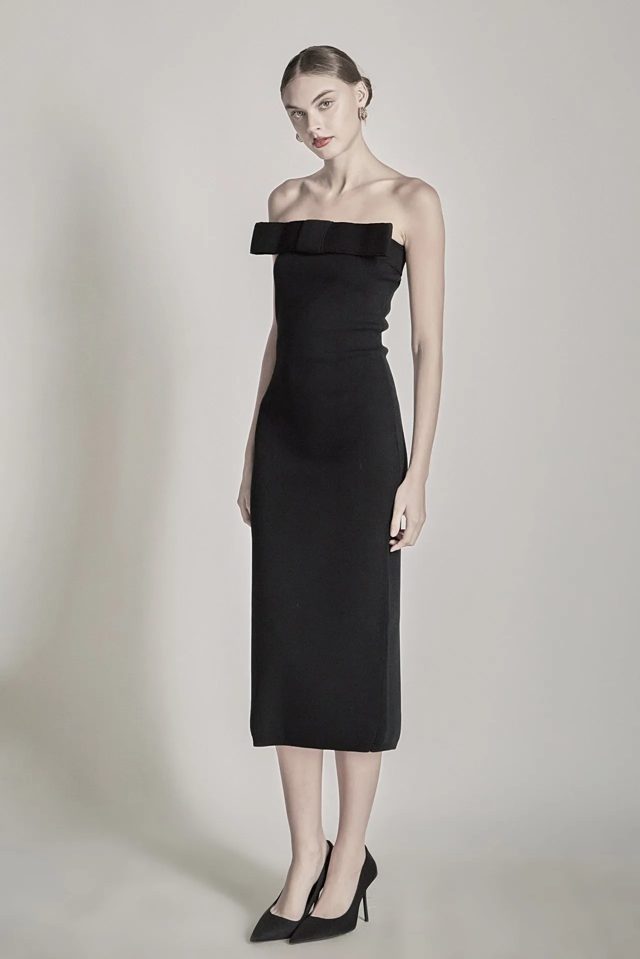 Bow Detailed Tube Midi Knit Dress sold by Endless Rose product image thumbnail 3