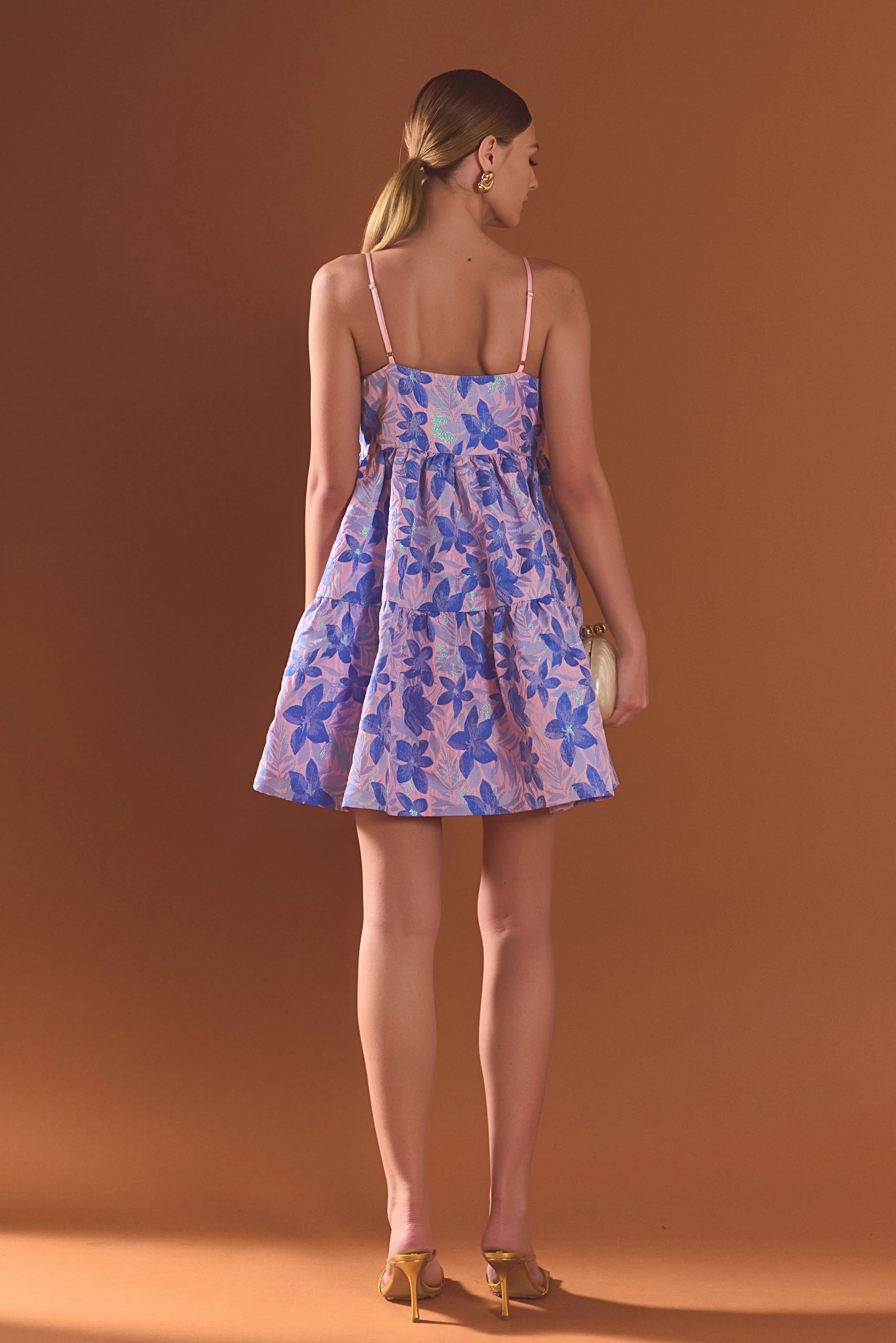 Metallic Foral Jacquard Mini Dress sold by Endless Rose product image thumbnail 4