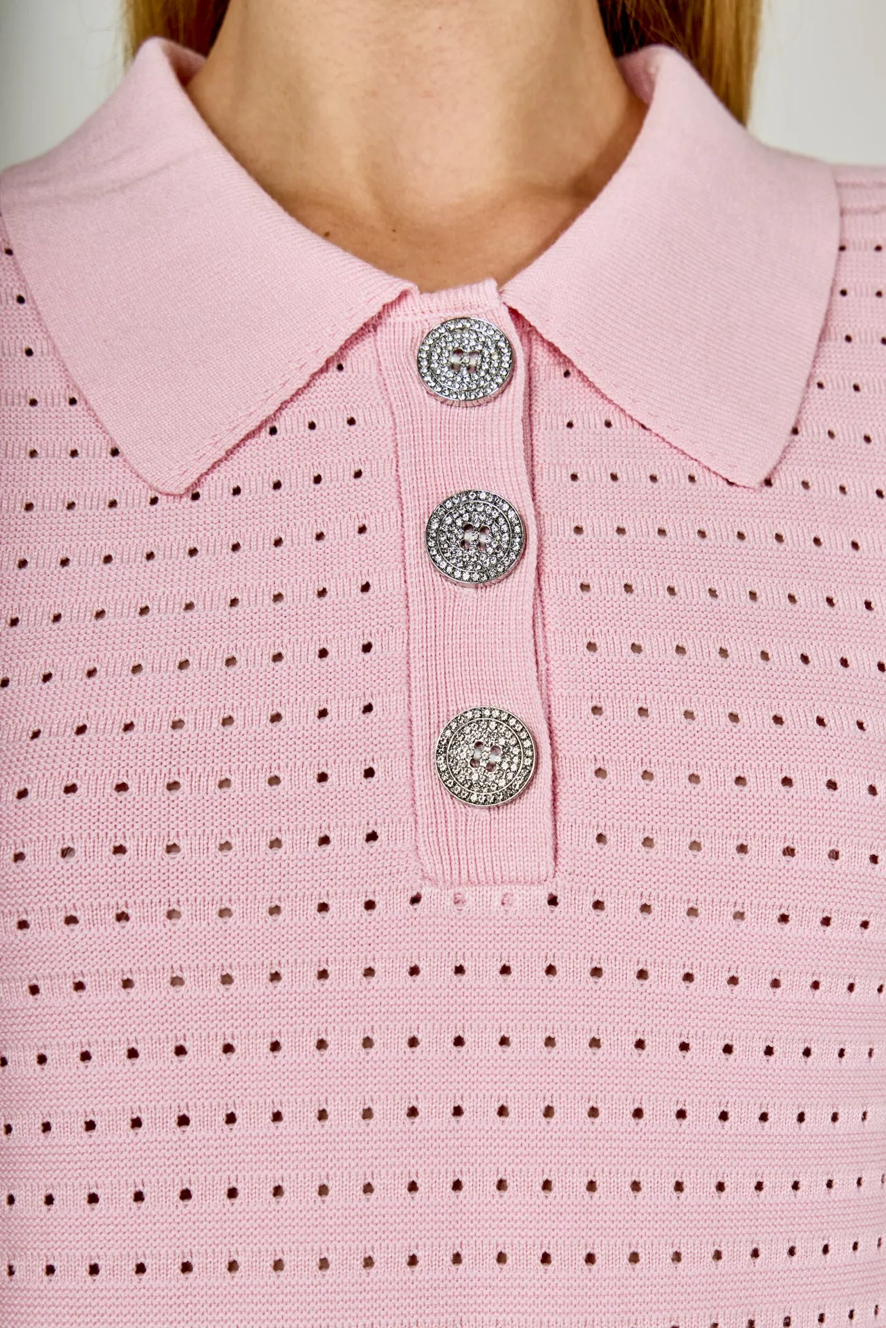 Long Sleeve Jewel Buttoned Polo Sweater sold by Endless Rose product image thumbnail 5