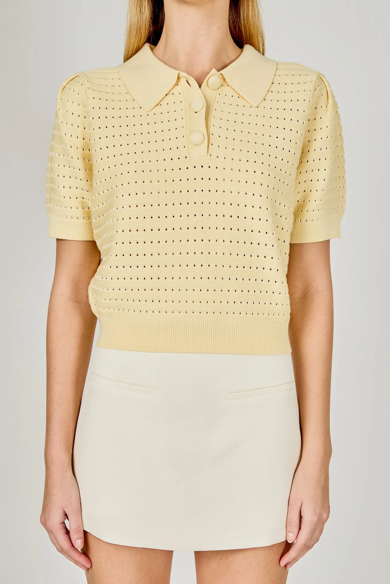 Short Sleeve Jewel Buttoned Sweater Top sold by Endless Rose product image thumbnail 2