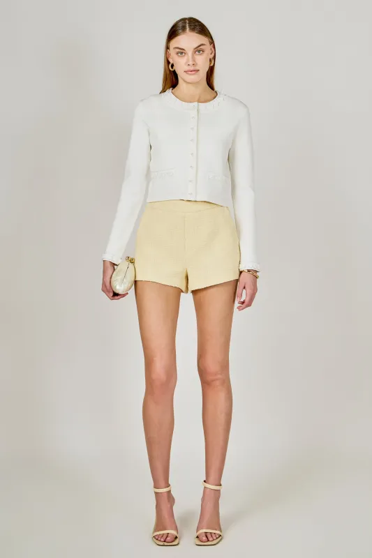 Flower and Pearl Trim Knit Cardigan sold by Endless Rose