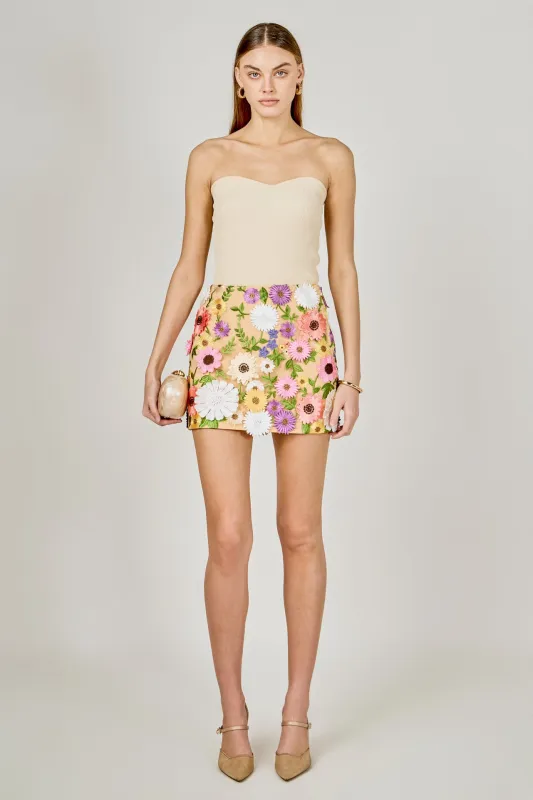 Floral Embroidered Mini Skirt made by Endless Rose