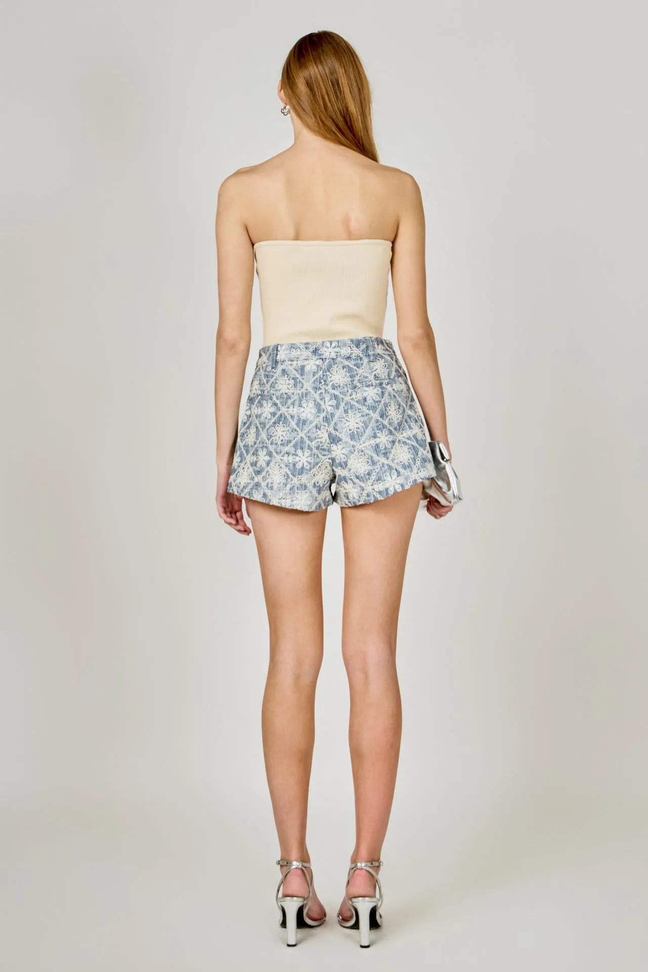 Floral Embroidered Denim Micro Shorts sold by Endless Rose product image thumbnail 5