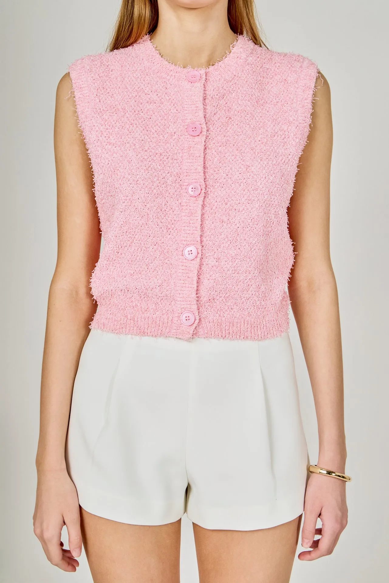 Textured Sleeveless Buttoned Vest Top sold by Endless Rose product image thumbnail 2