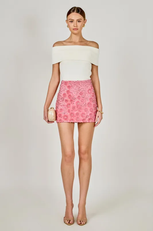 Floral Sequins Mini Skirt sold by Endless Rose