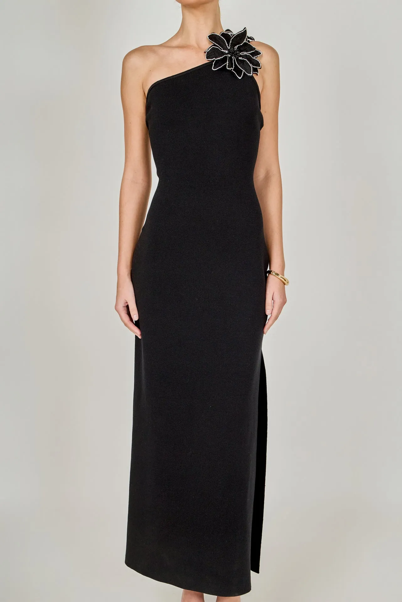 Flower Detail One Shoulder Knit Maxi Dress sold by Endless Rose product image thumbnail 2