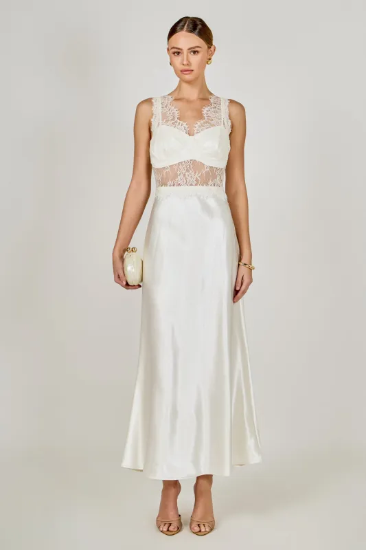 Lace Trim Sleevesless Midi Dress sold by Endless Rose