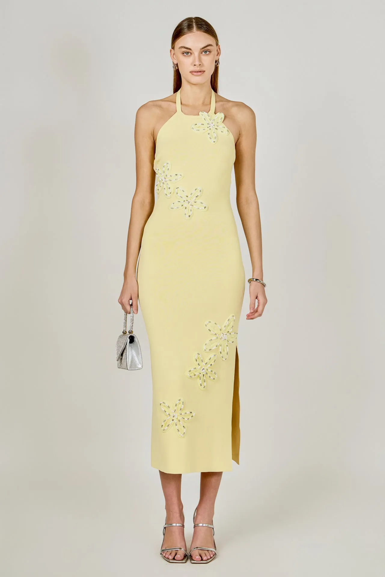 Flower Detail Halter Midi Dress sold by Endless Rose