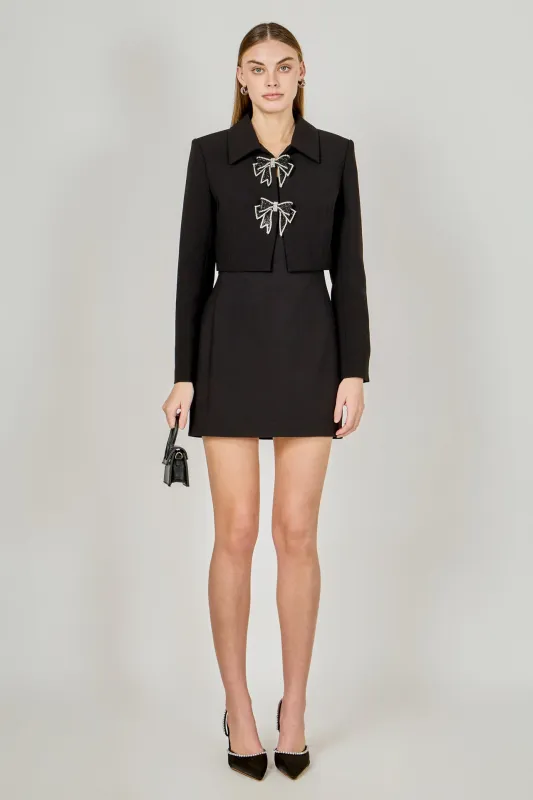 Rhinestone Bow Cropped Jacket made by Endless Rose