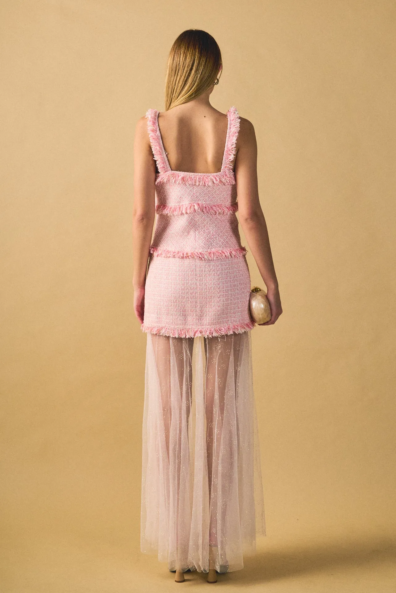 Tweed and Sheer Overlay Maxi Dress sold by Endless Rose product image thumbnail 4