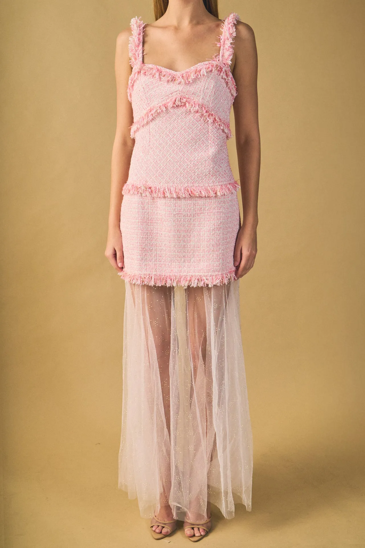 Tweed and Sheer Overlay Maxi Dress sold by Endless Rose product image thumbnail 2