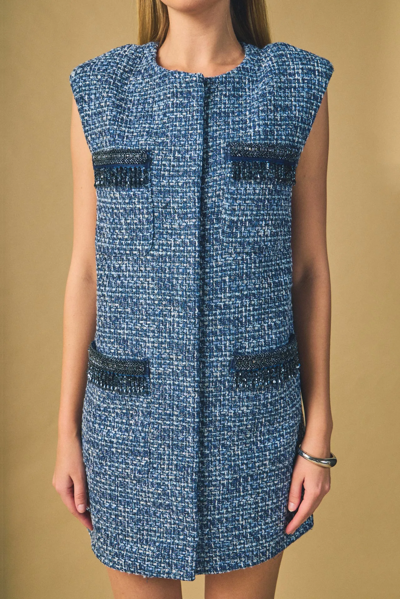 Tweed Mini Dress with Metallic Fringe sold by Endless Rose product image thumbnail 2