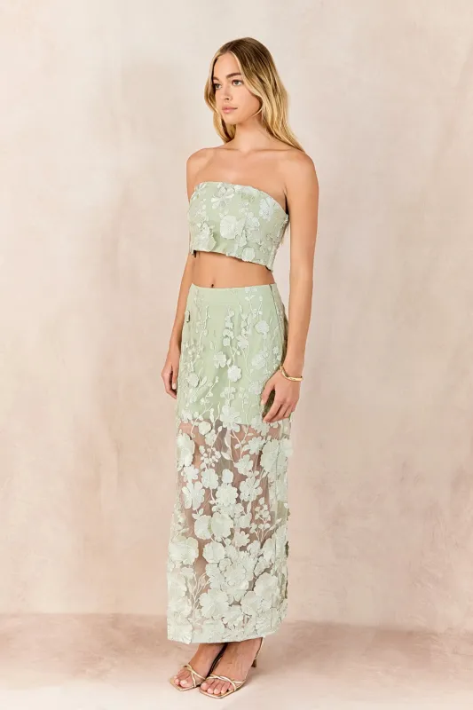 Floral Embroidered Midi Skirt made by Endless Rose
