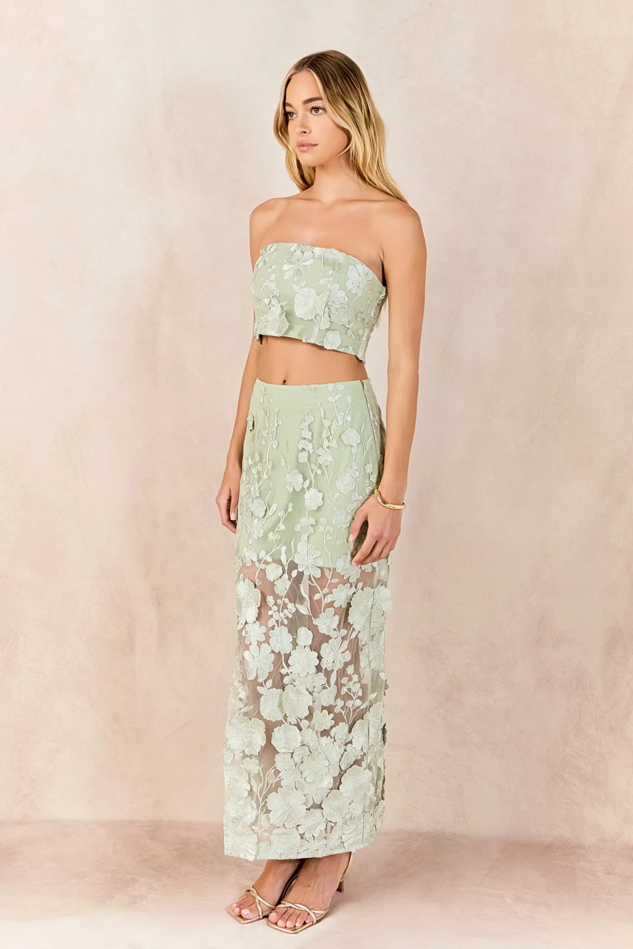 Floral Embroidered Midi Skirt sold by Endless Rose