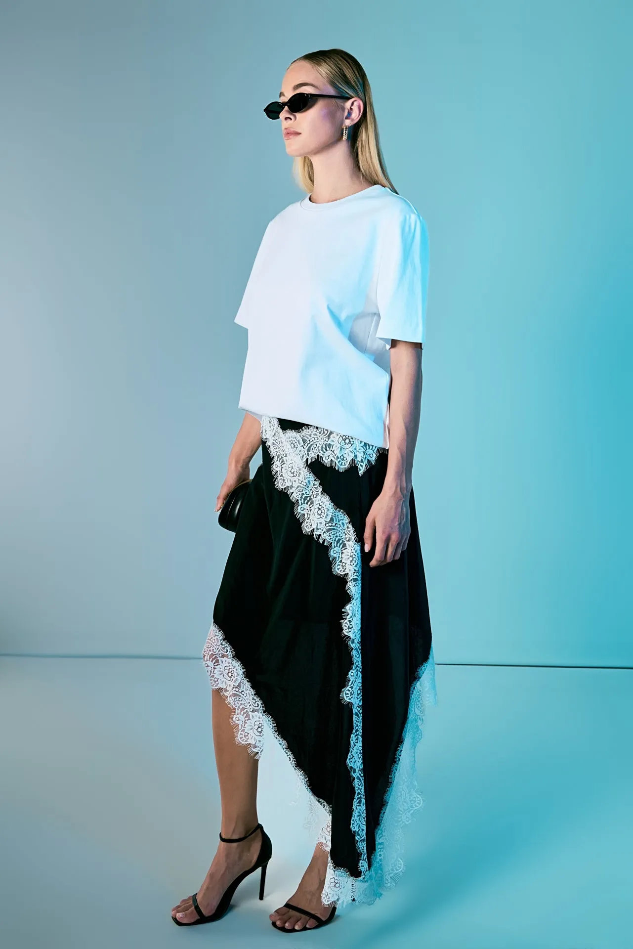 Asymmetrical Lace Trim Midi Skirt sold by Endless Rose product image thumbnail 3