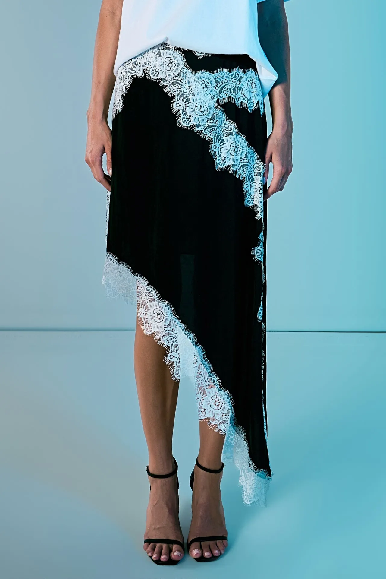 Asymmetrical Lace Trim Midi Skirt sold by Endless Rose product image thumbnail 2