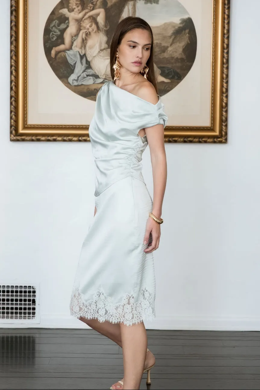 Asymmetrical Off-The-Shoulder Satin Top sold by Endless Rose product image thumbnail 4