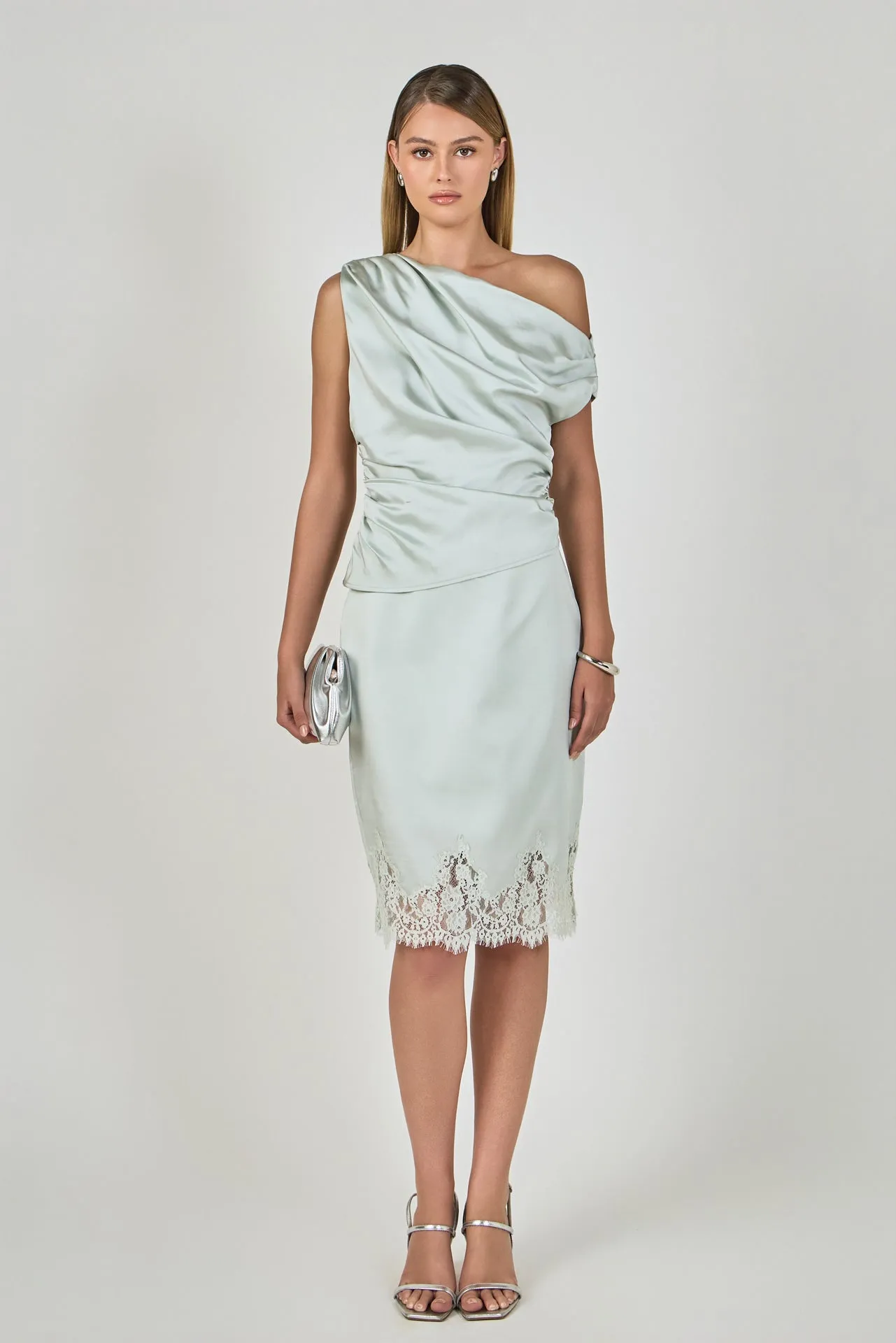 Asymmetrical Off-The-Shoulder Satin Top sold by Endless Rose product image thumbnail 5