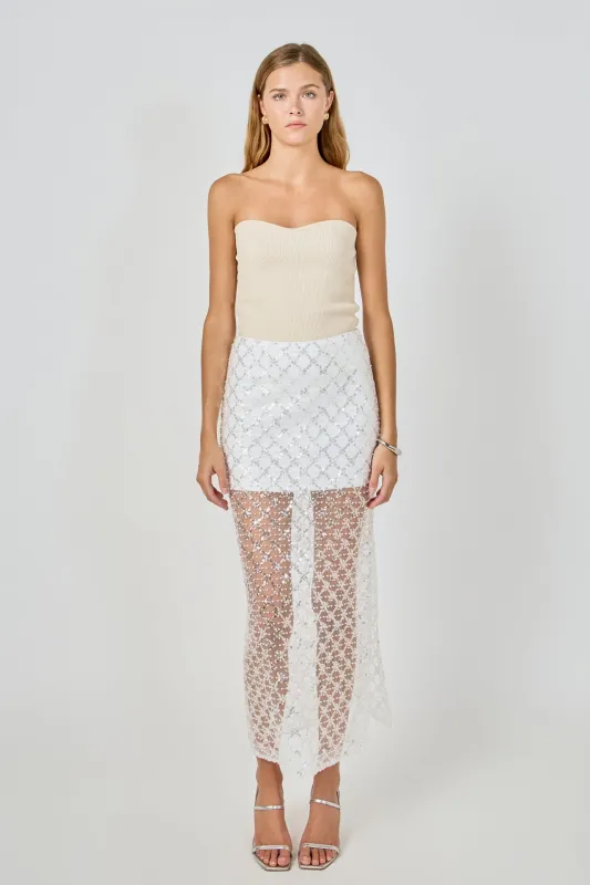 Embellished Mesh Maxi Skirt made by Endless Rose