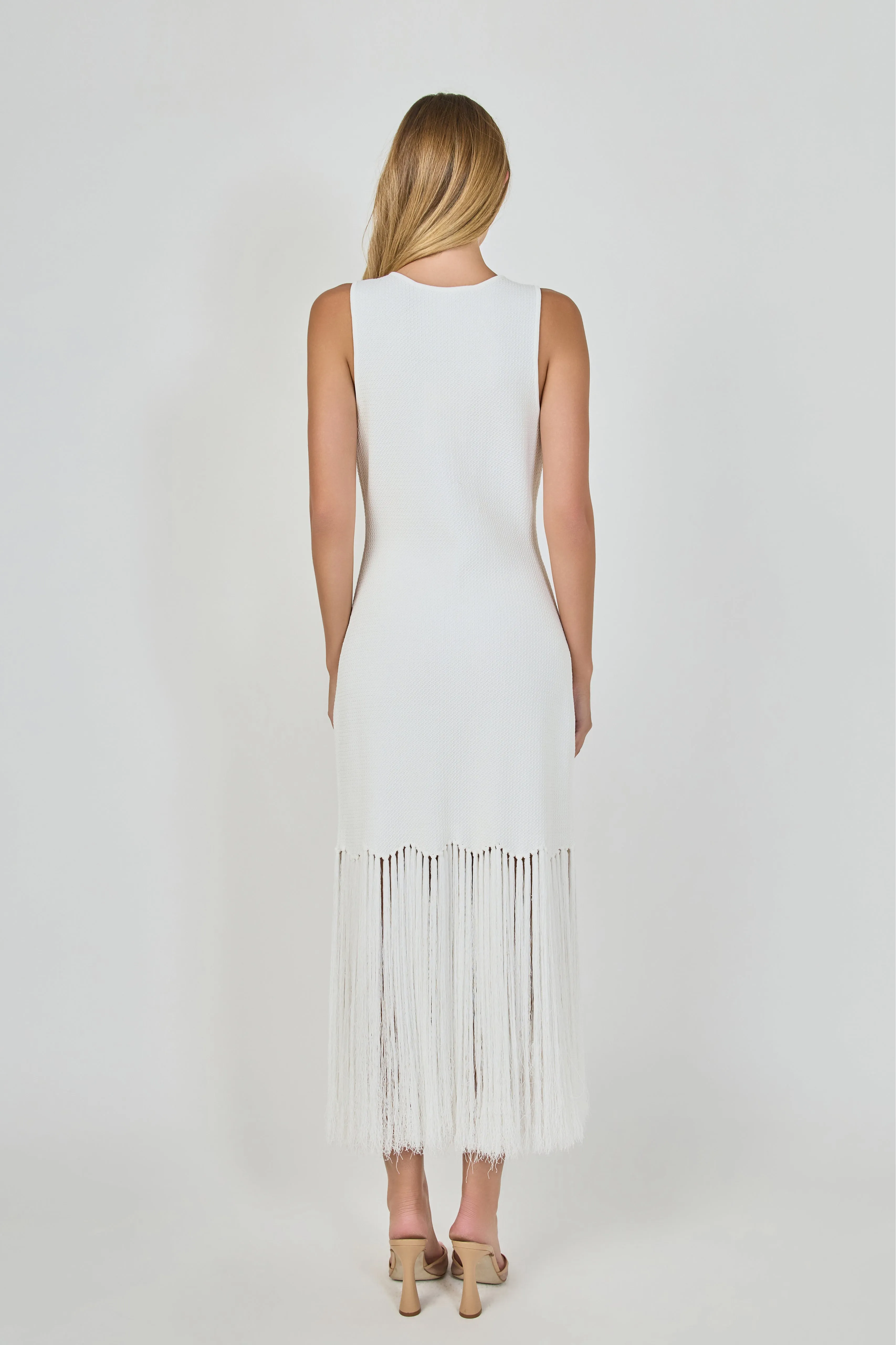 Sleeveless Fringed Knit Midi Dress sold by Endless Rose product image thumbnail 4